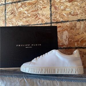Philipp Plein White Leather Sneakers